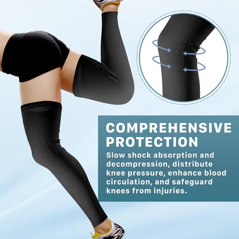 Vyndicca 3 Pairs Compression Leg Sleeves,Compression UV Long Leg Sleeves,Full Length Leg Sleeve for Sports Cycling,Black - Image 5